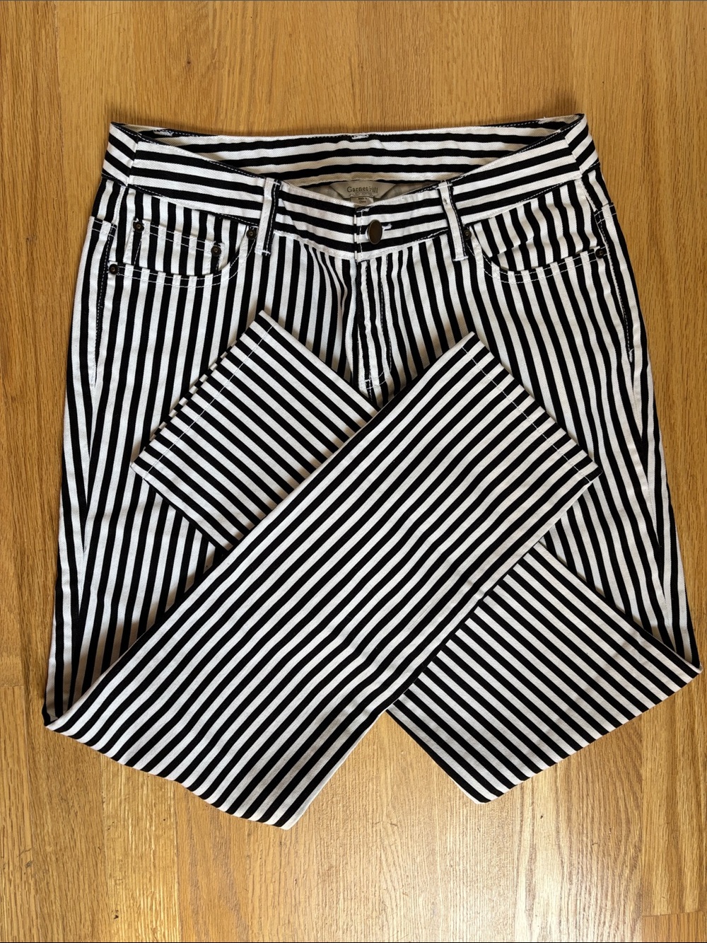 Cotton Jeans Black & White Striped Women’s Pants Festival Whimsigoth Illusion 6P